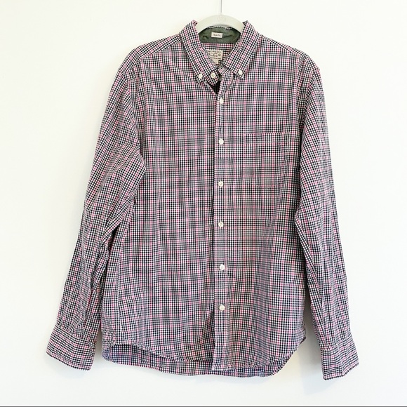 J Crew 100% Cotton Checked Shirt Size Large